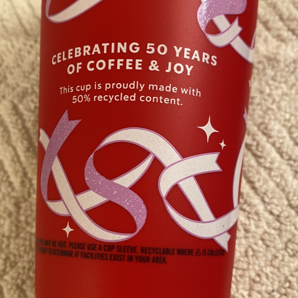Starbucks 2021 Red Holiday 50 Years of Coffee & Joy Reusable Cup Size 16 oz - Picture 6 of 12